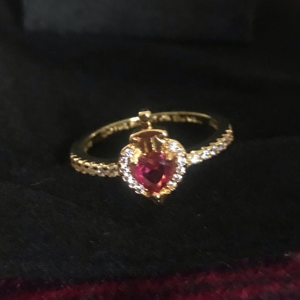 Heart Ruby Halo Gold Ring - Mirror Mirror on the Wall